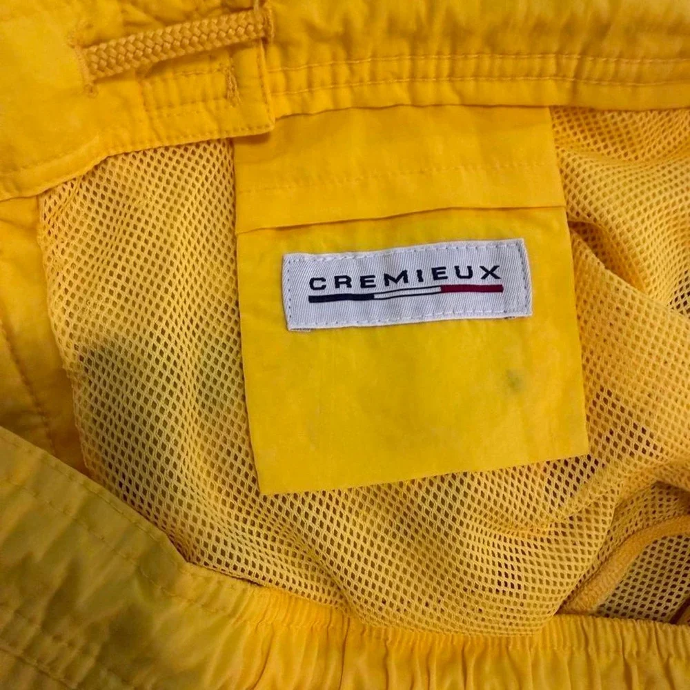 Cremieux Men's Yellow Swim Shorts W/Blue Floral Stripe Large